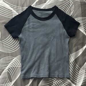 Brandy Melville Black and Gray Short Sleeve Tee